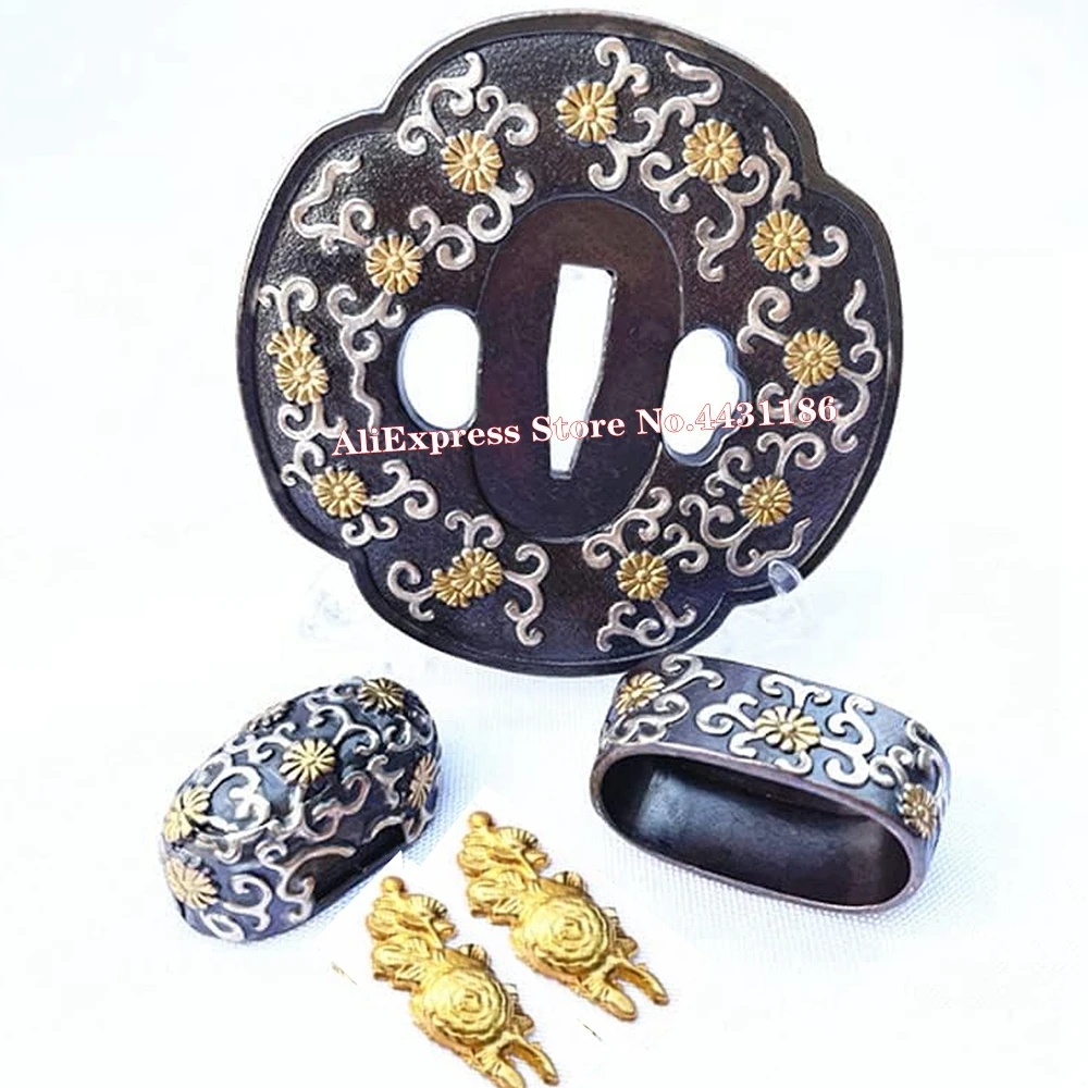 Top Quality Katana/Wakizashi/Tanto Tsuba Menuki Kashira Fuchi Brass Guard Set Fittings For Japanese Sword New DIY Accessory