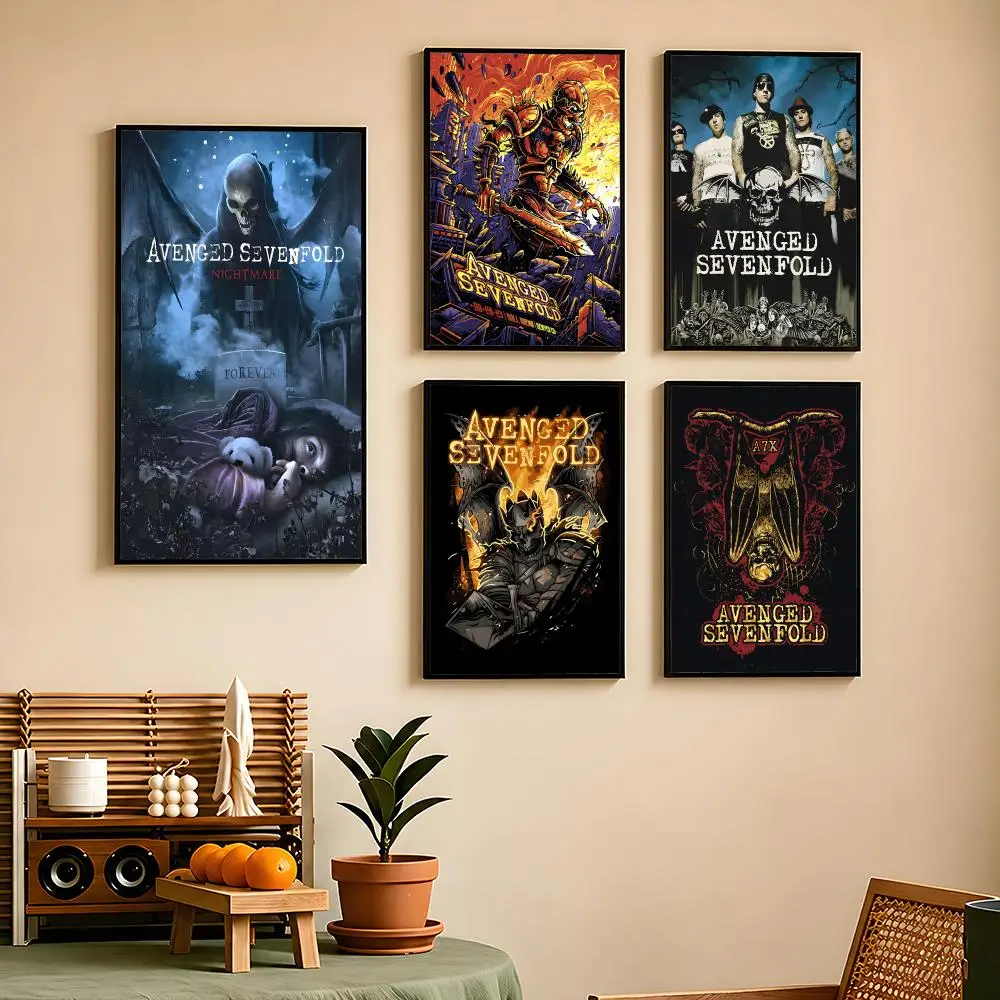 Music M-Avenged S-Sevenfold Poster Self-adhesive Art Waterproof Paper Sticker Coffee House Bar Room Wall Decor