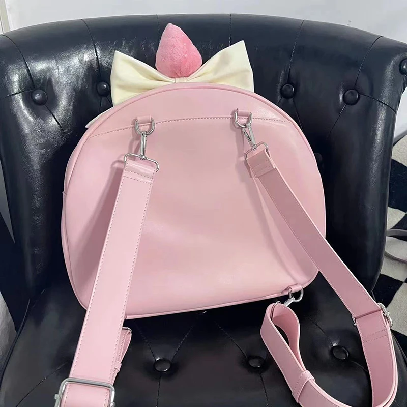 Kawaii in Stock Cute Strawberry Cake Roll Anime Cosplay Bags for Women Sweet Pink Lolita Bag for Girl Christmas Gift Backpack