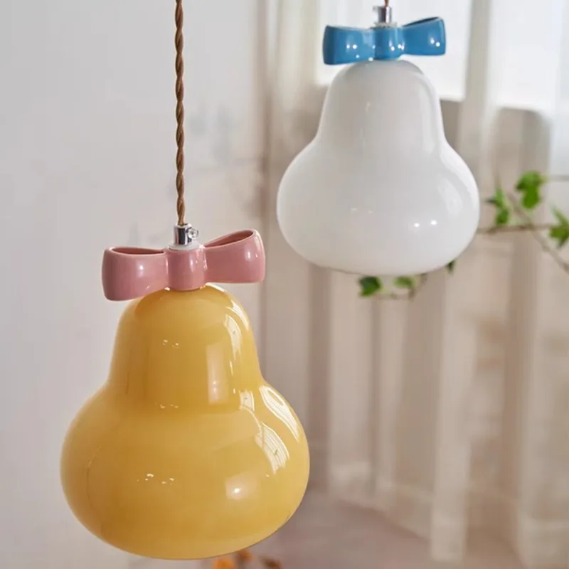 

Баухаус Снежная Груша Лук Стеклянный Подвесной Светильник Кремовый Ветер Прекрасные Светодиодные Люстры Спальня Кабинет Ресторан Художественные Настенные Бра Светильники