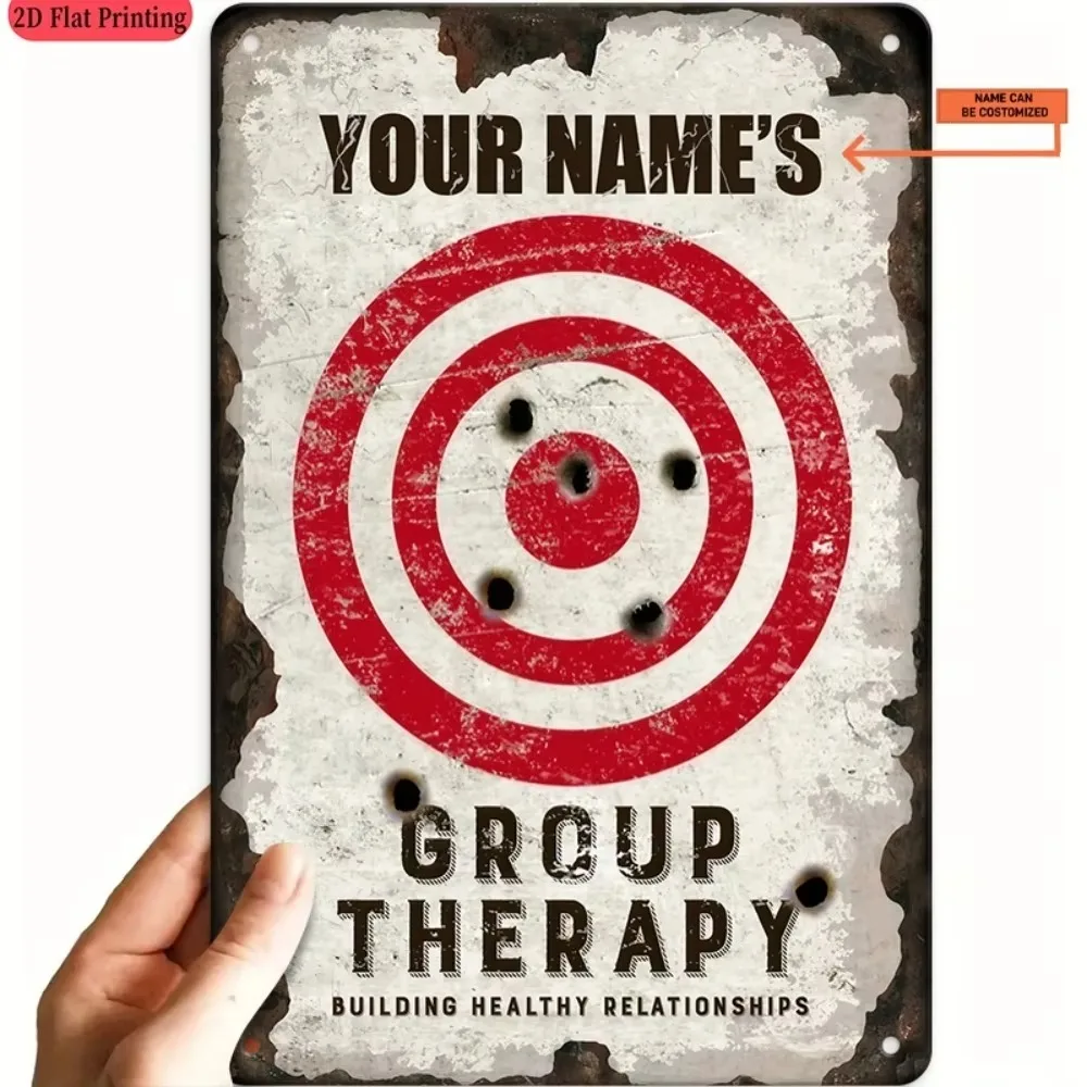 CIFbuy Custom Shooting Target Tin Sign, Personalized Name, Bar Game Room Wall Decor