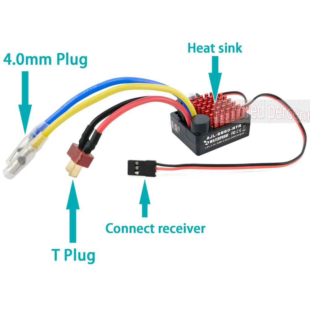 1pcs Original 6860  60A Brushed Electronic Speed Controller ESC For 1:10 RC Car Waterproof  Remote control toy car