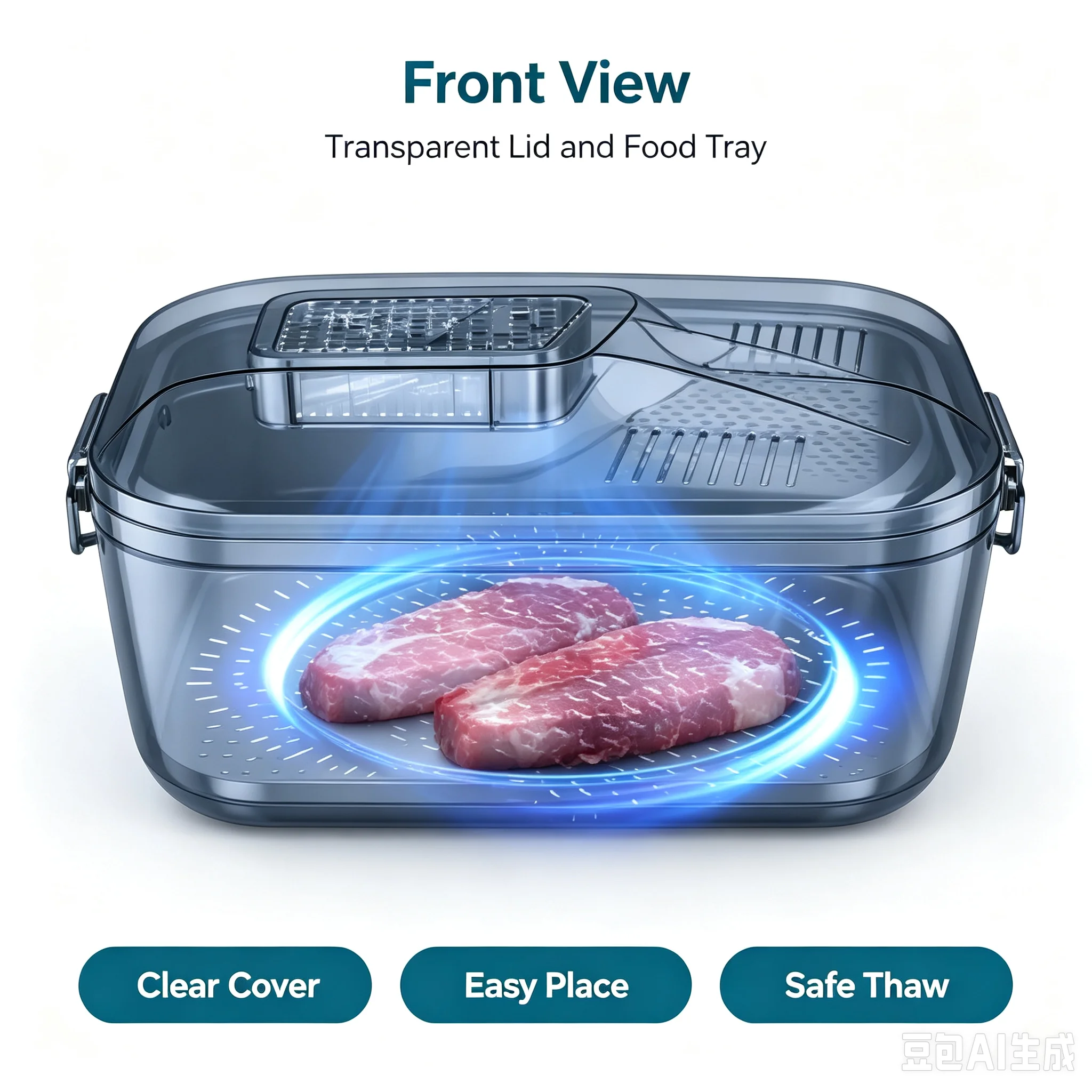 The New Four-in-One Thawing Artifact Household Kitchen Drains Blue Fish Meat to Quickly Thaw and Keep It Fresh