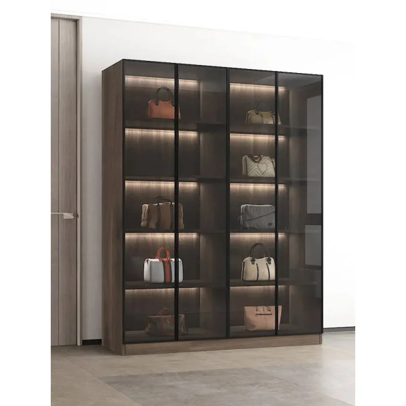 custom.Advanced Luxury Modern Rectangular Solid Wood Glass Door Display Cabinet with Storage Home Furniture