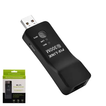 Kebidumei ตัวขยายช่วงสัญญาณ WiFi อเนกประสงค์ขนาด300Mbps อะแดปเตอร์ไร้สายสำหรับทีวีซัมซุง LG SONY TV