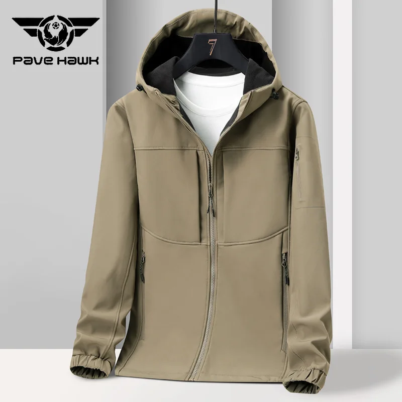 Men's Outdoor Jackets Windproof Warm Insulation Solid Color Hood Overcoat Breathable Waterproof Cycling Jacket Male Autumn Tops