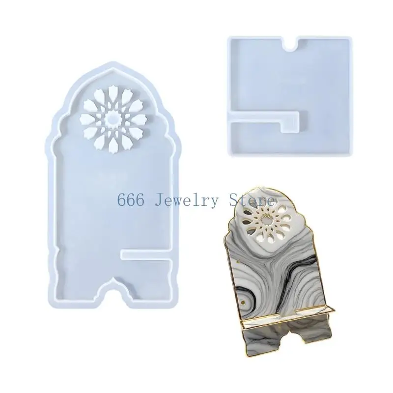 F2TD Silicone Phone Stand Mold with Detachable Design and Charging Port for DIY Resin Crafting Accessories