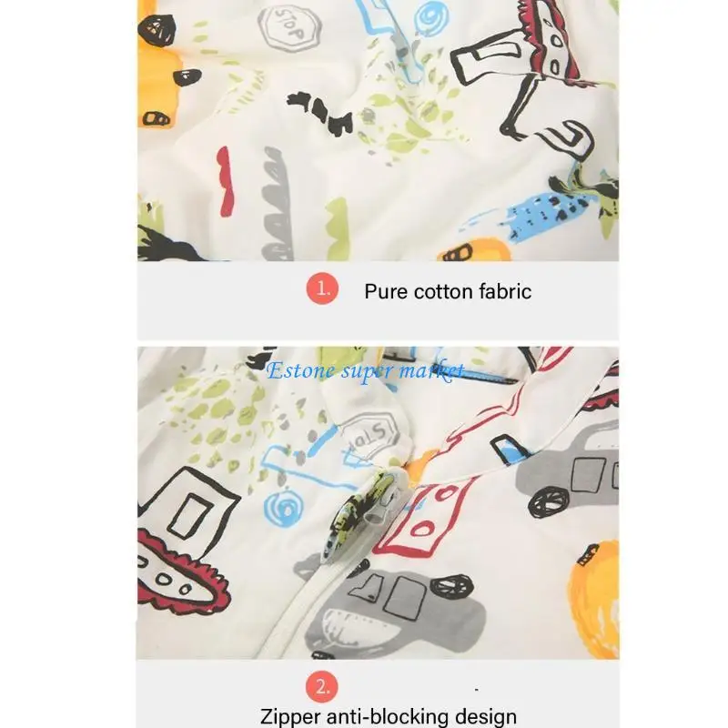 كيس نوم قطني للأطفال الصغار 090B لسهولة الارتداء وتغيير الحفاضات بسرعة #4