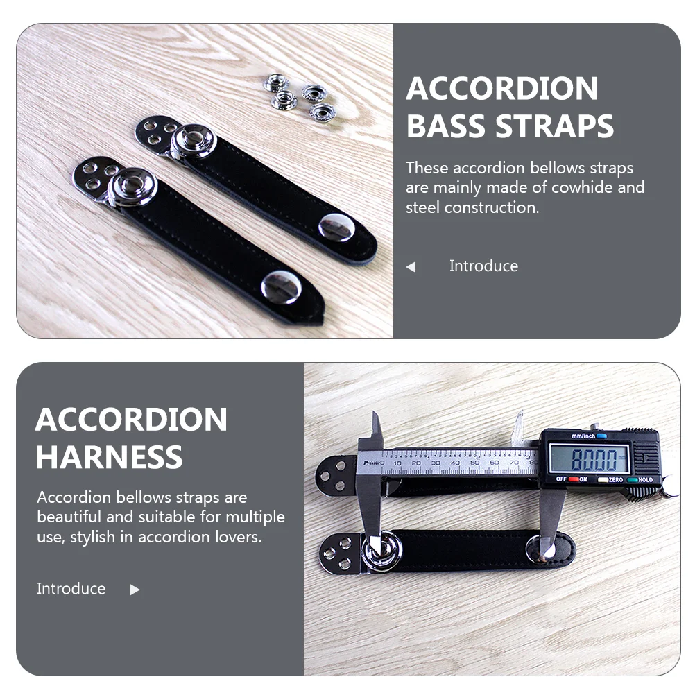 2 uds correas para instrumentos musicales acordeón bajo fuelle cinturón accesorio de repuesto acero