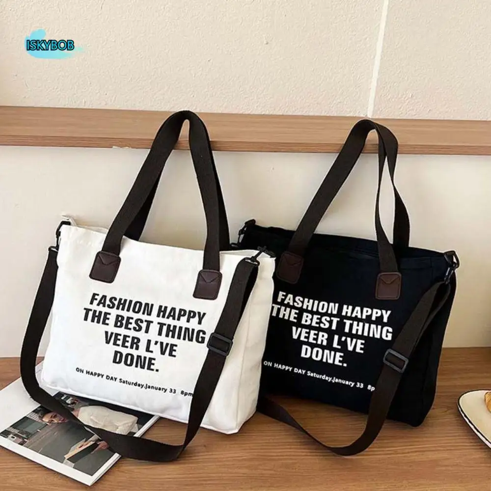 

Japanese Style Letter Canvas Shoulder Bag Casual Multi-Pocket Women Tote Bag Soft Underarm Bag Versatile Canvas Handbag Shopping