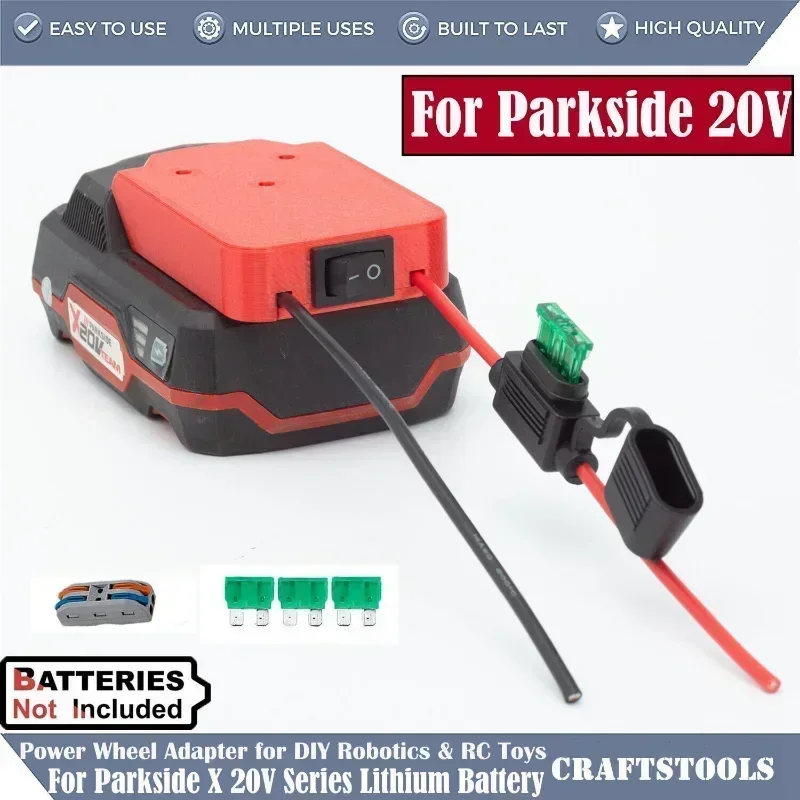 Poder Rodas Adaptador para Lidl Parkside X20v Equipe Bateria de Lítio Conector de Alimentação Faça Você Mesmo com Interruptor