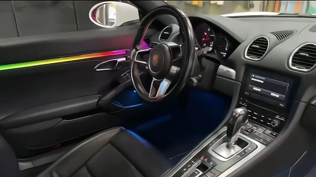 NewSJC Interior Auto Interior Lighting Upgrade Colorful Dynamic Ambient Light Illumination for Porsche 718 2016-2023 Models