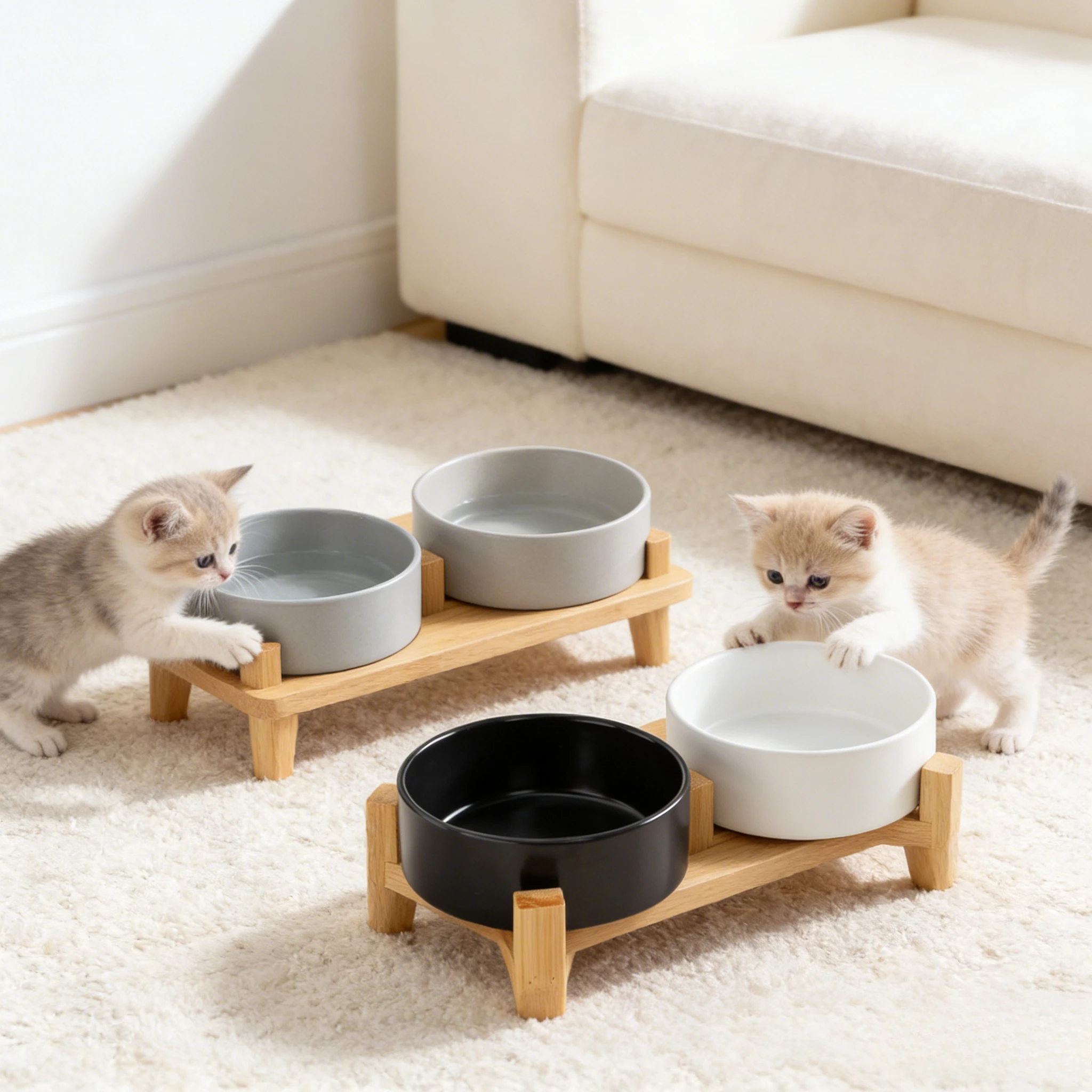 2026 Double Pet Bowl  Elevated Food Water Feeder For Cats And Dogs Neck Protection Simple Style Pet Supplies