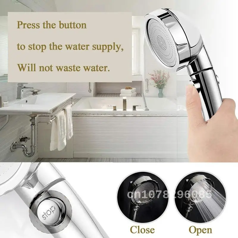 

Zhang Ji-ABS Electroplated Handheld Shower Head, 3 Adjustable Modes, Water Saving, SPA, High Pressure, Bathroom