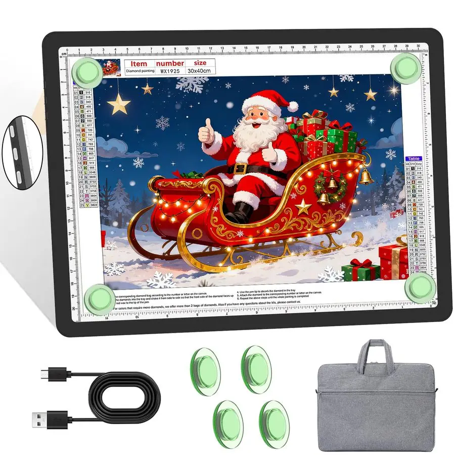 

Магнитный световой короб формата А4 с сумкой, перезаряжаемая световая доска Diamond Art с боковыми физическими кнопками, 3-цветные режимы освещения, супер яркий