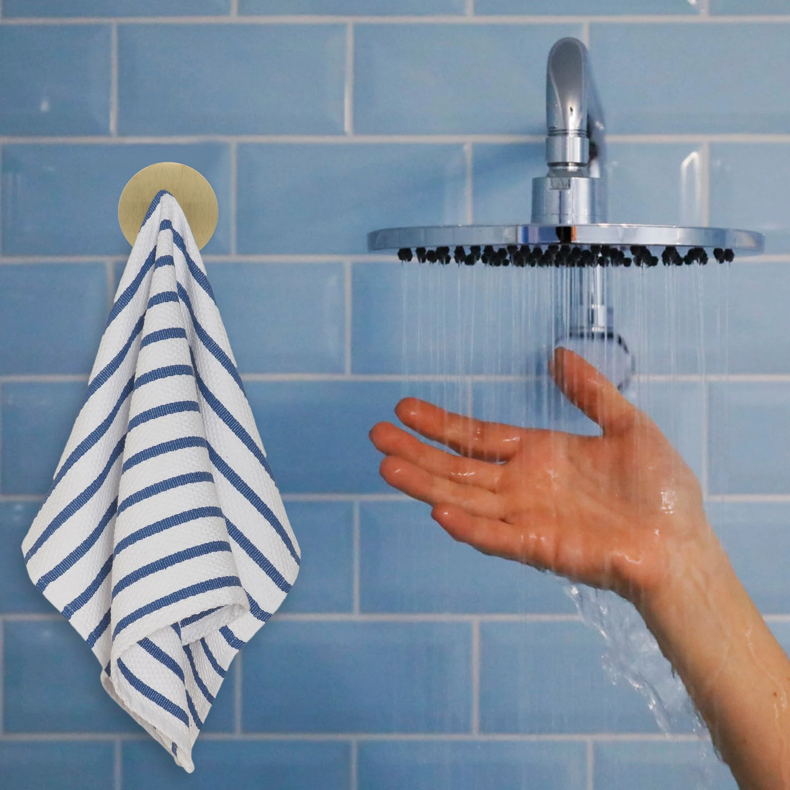 

4pcs Stainless Steel Adhesive Bathroom Wall Hanging Self Adhesive Towel Hooks Shower Wall Hooks Strong Material