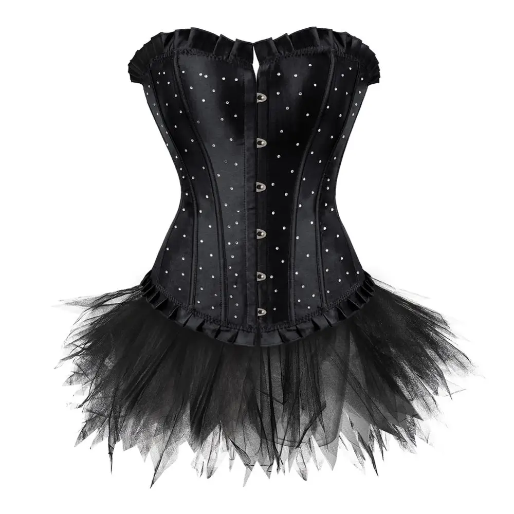 Corsets and Bustiers Dresses Burlesque Corset and Skirt Tutu Diamond Bustier Dress Gothic Gowns Party Plus Size Sexy