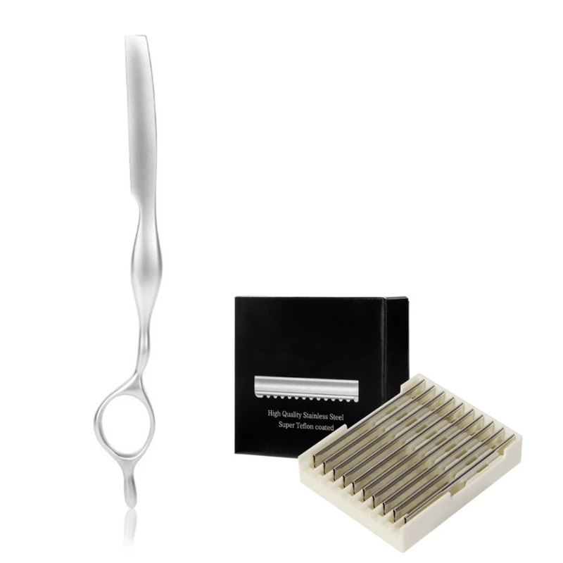 Ergonomic Hair Thinning Shaver With 10pcs Replacement Refills Barber Shaver Hair Trimming Tool For Professional Stylists 918D