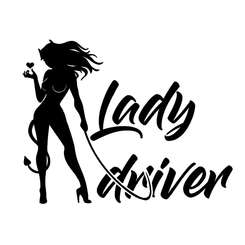 Black Transparent Lady Driver Waterproof Vinyl Stickers Creative Fashion Decals For Car Window Body Decor Accessories