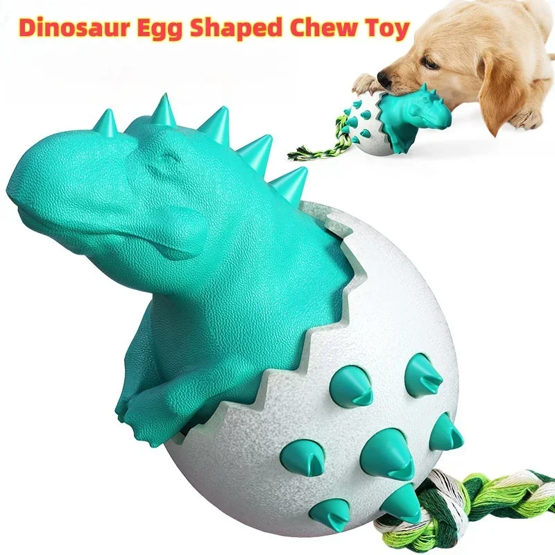 Dinosaur Egg Dog Chew Stick Durable Chew Toy Pet Supplies Dog Brush Dog Toy Anxiety Relief Interactive with Rope