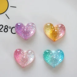 10 Pcs New Lovely Mini Colour Cartoon Bicolor Heart Resin Scrapbook Diy Jewellery Hairpin Accessories Decorate Craft A76