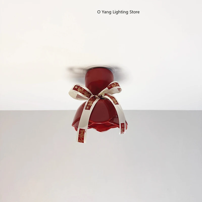 Red Bouquet Ceramic Ceiling Lamps Dessert Shop Coffee Shop Decor Lamp Art Creative Home  Including Light Bulbs E14
