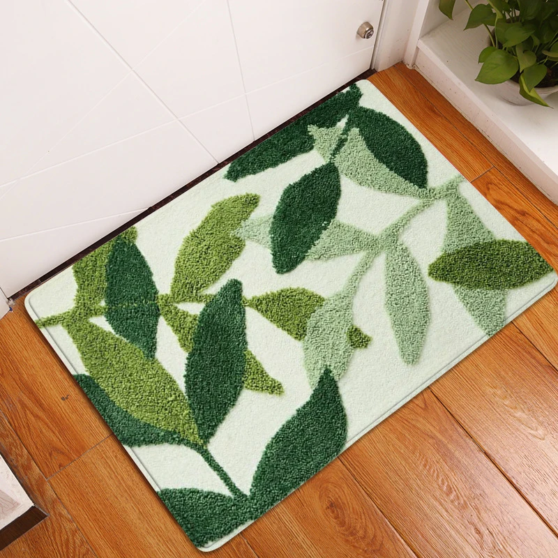 Tropical Plants Green Leaves Floor Mats Bathroom Non-Slip Mat Kitchen Living Room Bedroom Doormats Carpets Washable Home Decor