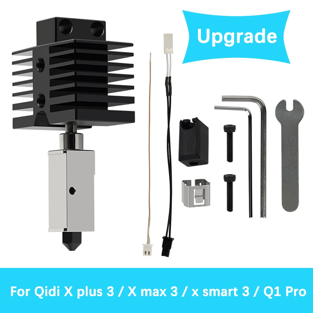24V 60W Upgrade Hotend for Qidi X plus 3 / X max 3 / x smart 3 / Q1 Pro Print Head Hot End Kit Brass Hardened Steel Nozzle