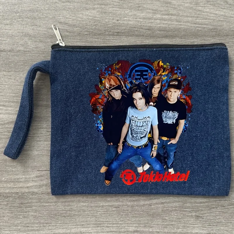 

Tokio Hotel Group Rock Music Y2K Aesthetic Women Canvas Denim Cosmetic Bag Cute Makeup Bags Lovely Cloth Organizer Pencil Bag