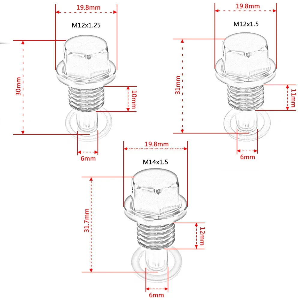 M12x1.5 M12x1.25 M14x1.5 Magnetic Oil Drain Plug &Oil Drain Sump Nut (A lot of colors available)
