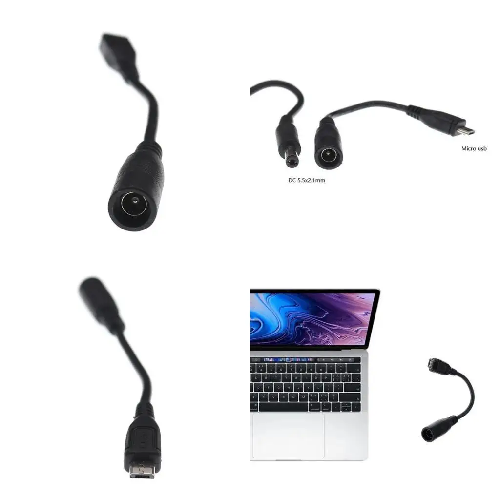 

R53C 20cm DC5.5 x 2.1mm Female to Micro USB Male Power Cord Cable for Tablets