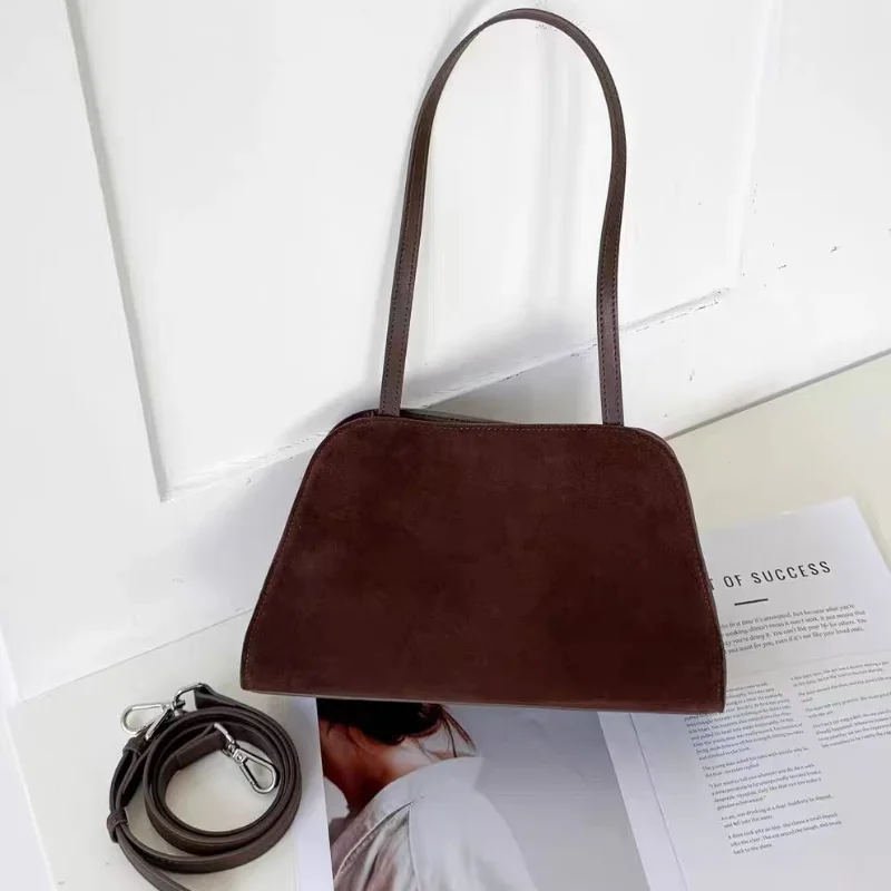 

Vintage Genuine Leather Handbag Purse For Women Suede Shoulder Bag Crossbody Bags Female Luxury Designer Clutch Ladies Hobo Bag