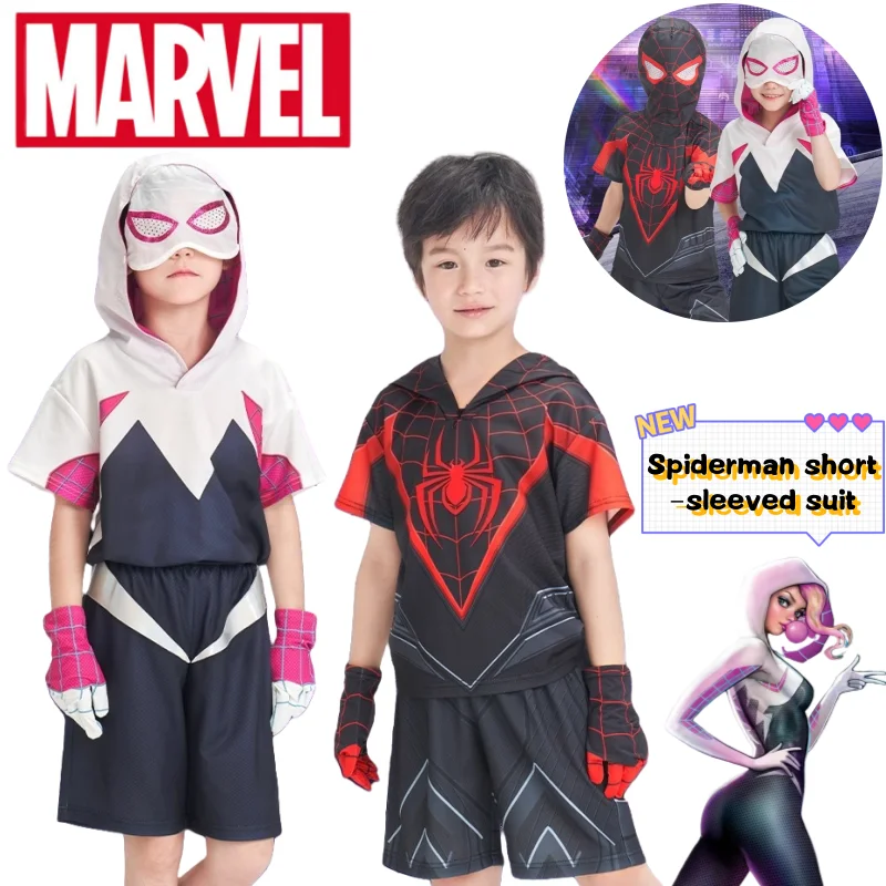 marvel-the-avengers-spiderman-spider-gwen-short-sleeve-creative-personalised-diy-printed-breathable-hoodie-outfit-for-students