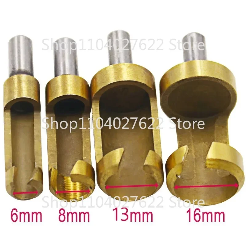 4-piece set of titanium plated cylindrical wooden plug drill bits