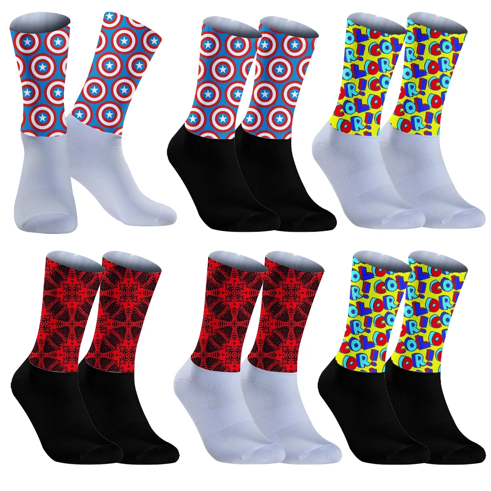 2024 New Road Cycling socks  Bike Warhol Printed Bicycle Socks Male Mens Women Summer Stockings Polyester