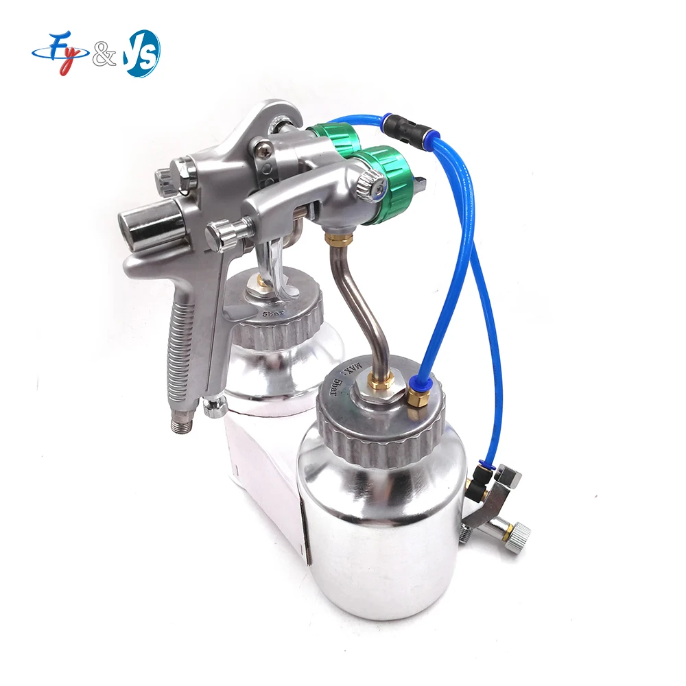 Pistola pulverizadora de doble cabezal de calibre de 1,3 mm, pistola de pintura en aerosol de dos componentes con 2 ollas inferiores, pistola pulverizadora interior presurizada de doble cabezal
