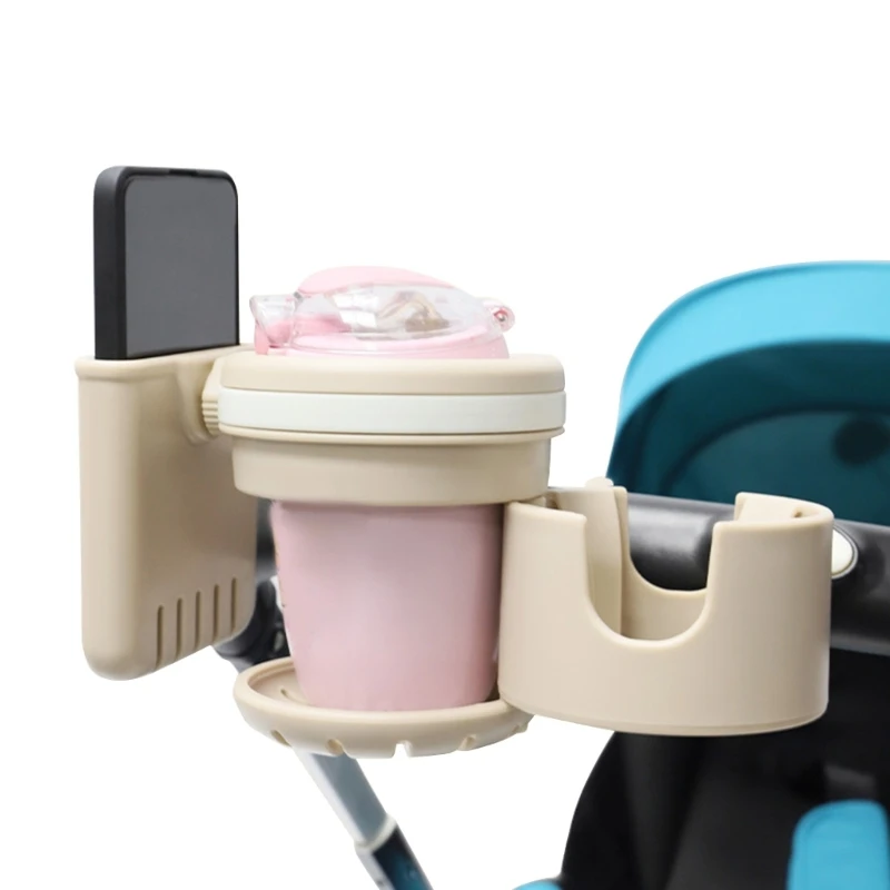 Removable Cup & Phone Holder Secure & Adjustable Large Cup Holder with Phone Storage Simple Installation for Stroller H37A