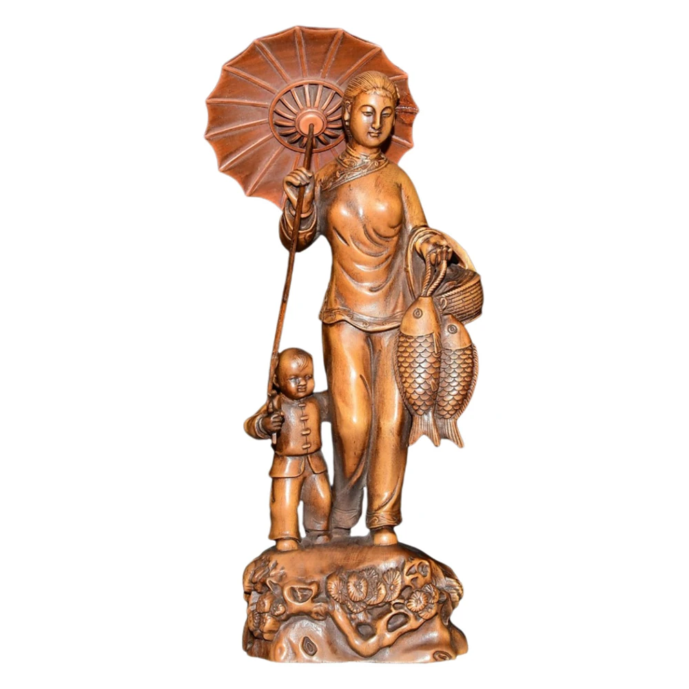 Petite figurine en bois sculptée, statue mère-enfant, sculpture, art populaire chinois, décoration, unité familiale, parenté, prospérité, chaleur, bonheur