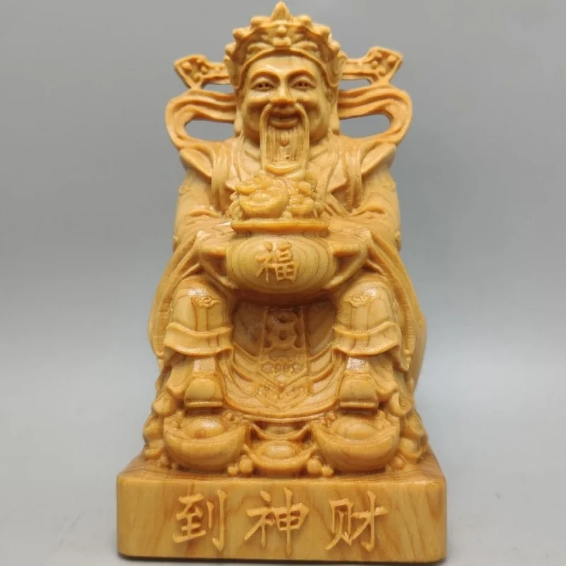 

Taihang Thuja Sutchuenensis God of Wealth Ornaments Solid Wood Carving God of Wealth Lucky Luxing Wooden Crafts Fortune King Is