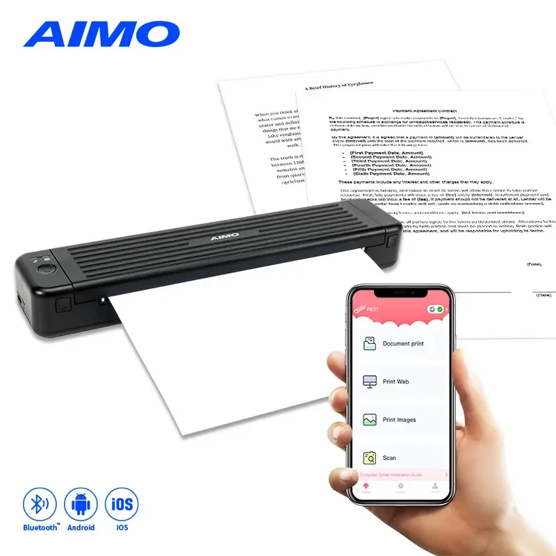 AIMO New Arrivals 300 Dpi High Resolution Portable Mini Printer Thermal Transfer Printer