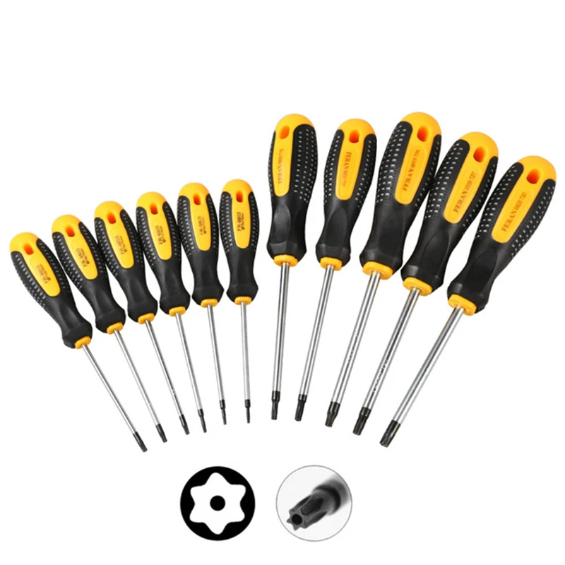 Cr-V Torx Screwdriver Set with Hole Magnetic T5-T30 Screw Driver Set Kit for Telephone Repair Hand Tool Set