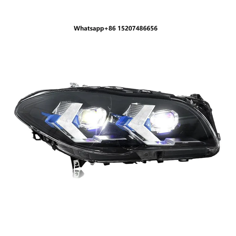 For 5 Series F10 Headlight Assembly F18-Style LED Flowing Turn Signals Arrow-Shaped Daytime Running Lights 12V