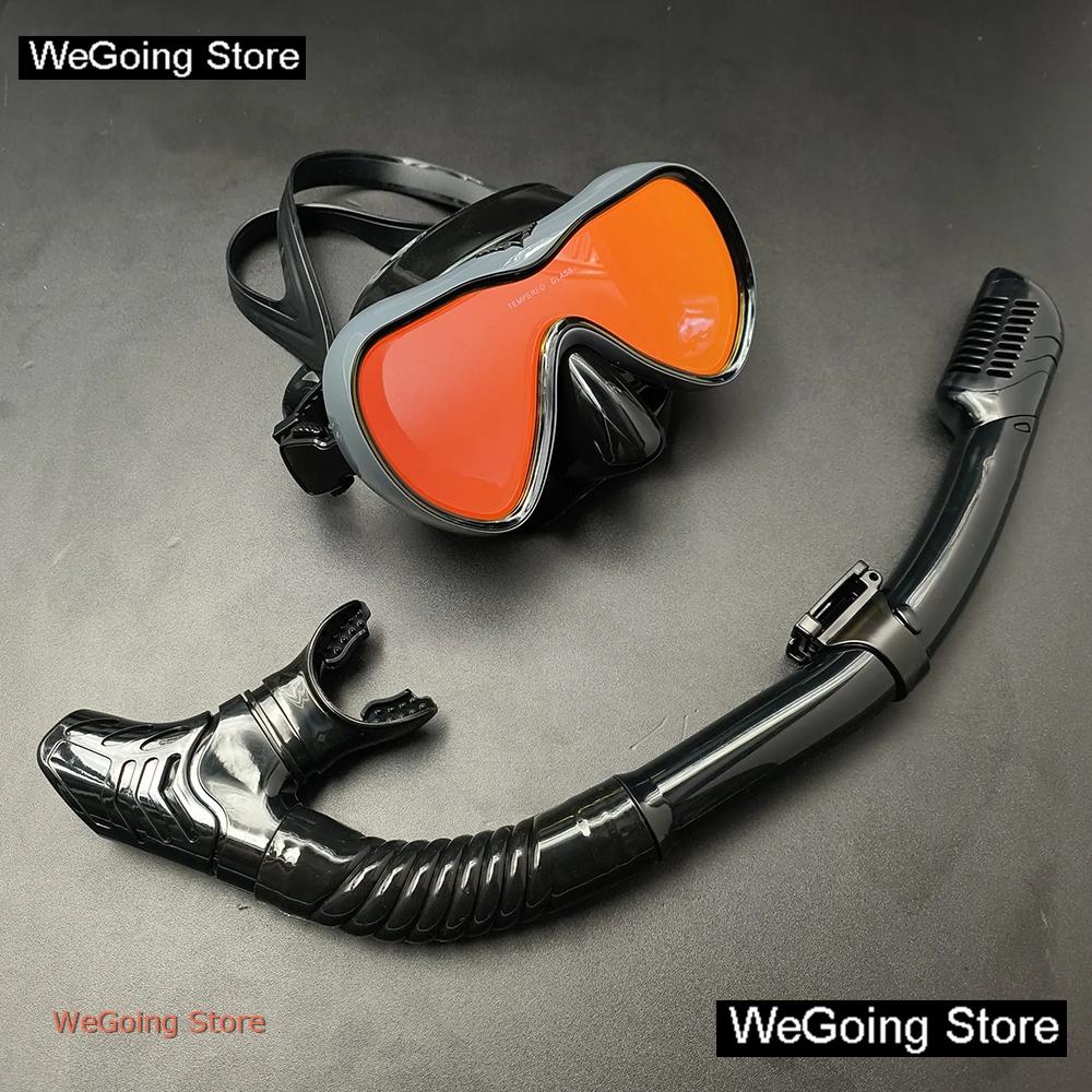 

Large View Snorkeling Mask with Colored Tempered Glasses, Swimming Mask Snorkeling Tube Gear for Diving, Snorkeling