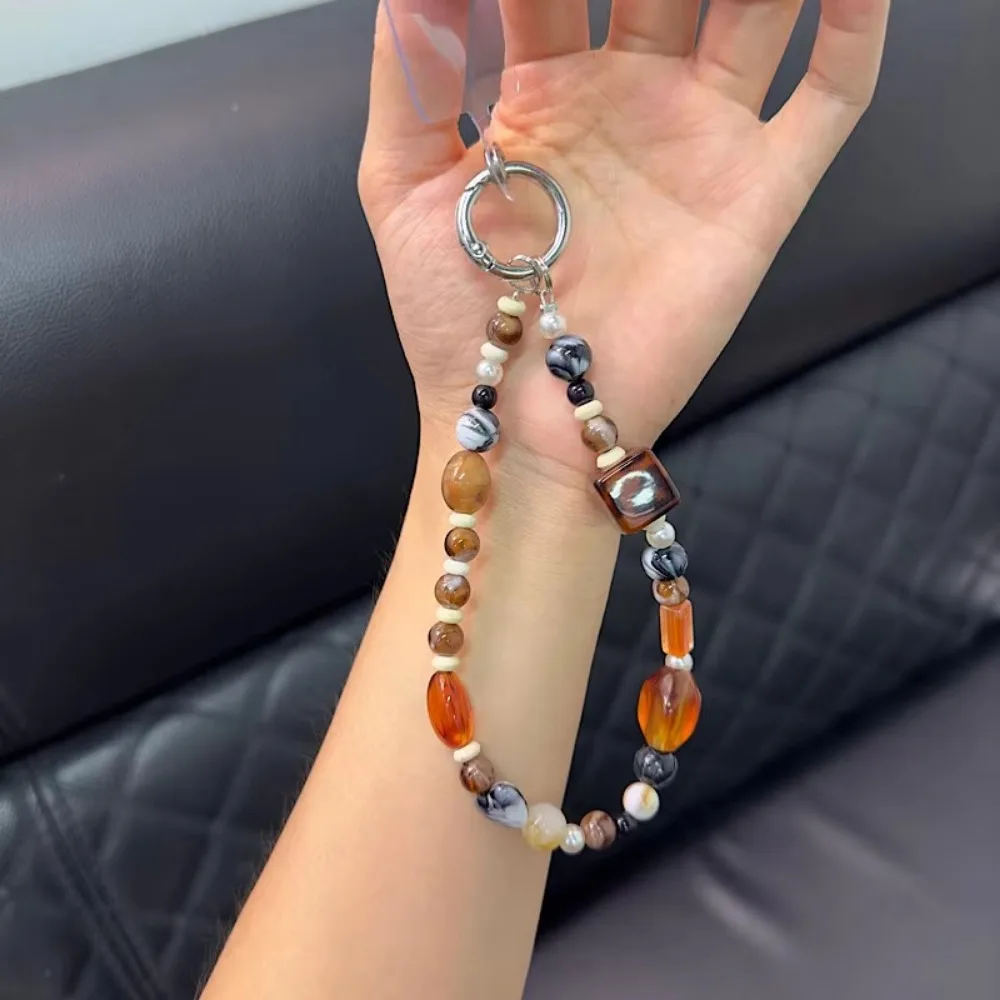 Korea PVC Phone Strap Chain Retro Alien Beaded Mobile Phone Pendant Ccd Camera Chain Keychain Accessories