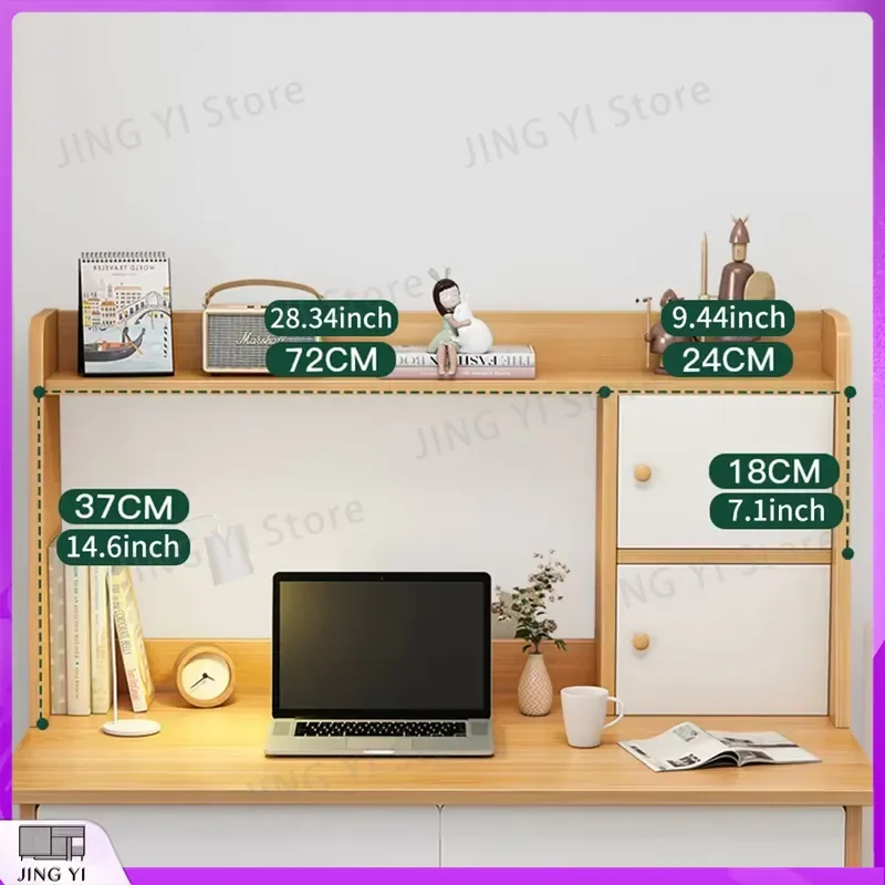 Solid Wood Computer Desk for Students Office Work Study Room Bedroom Bedside Table with Double Cabinet Storage Rack