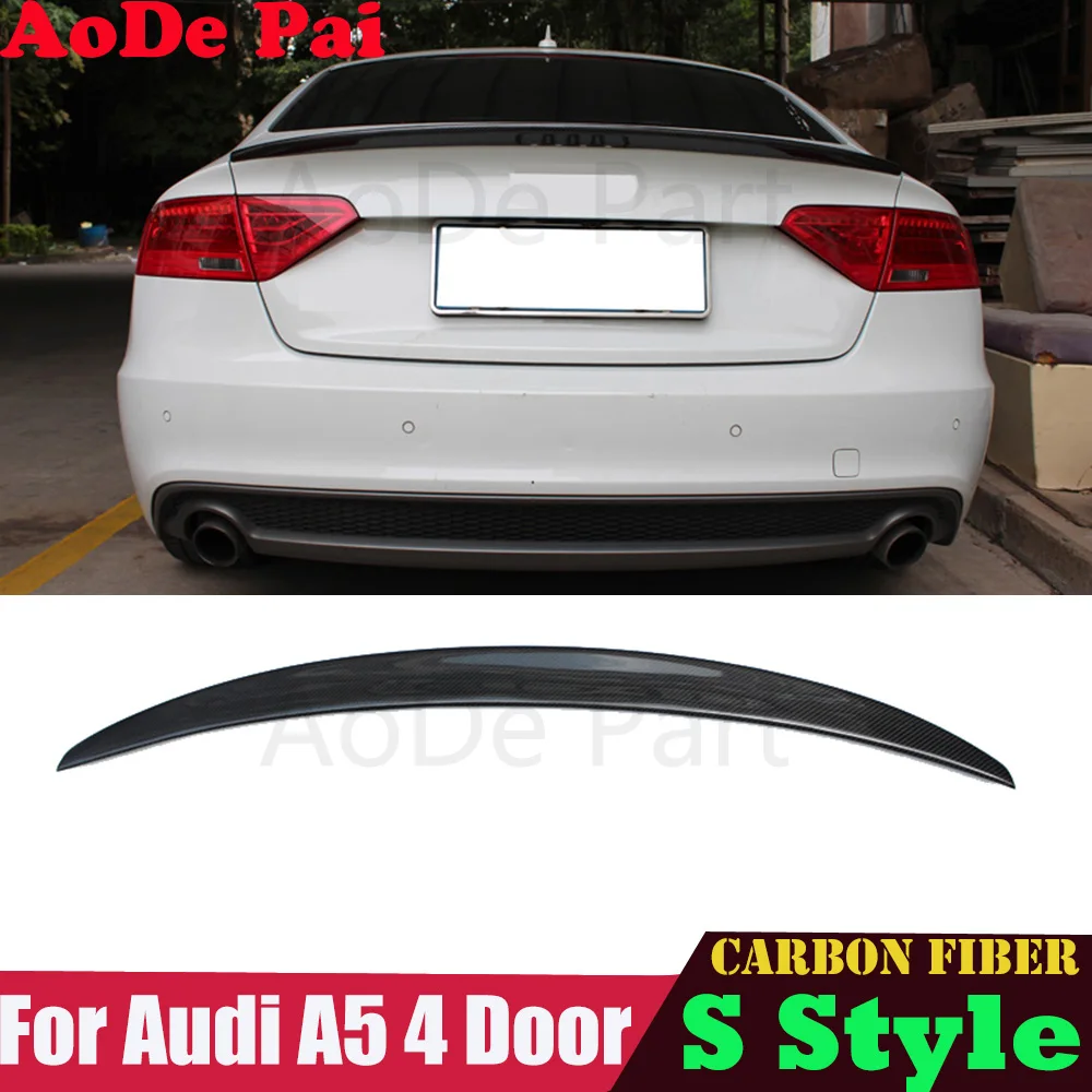 

Real Carbon Fiber S Style Rear Trunk Wings Spoiler Boot Lip for Audi A5 B8 4 Door Sedan 2009-2016