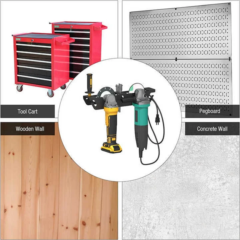 

A20F-Angle Grinder Holder - 2 Bay Angle Grinder Rack/Stand Storage Rack With Cord Hanger, Wall Mount Bracket For Cutters