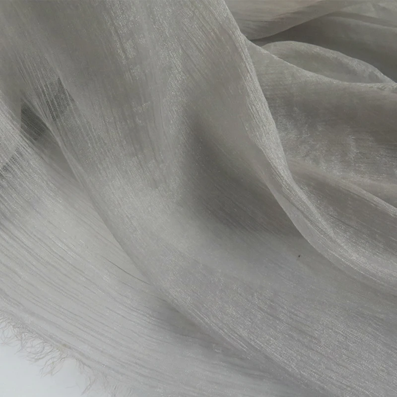 Crinkled Satin Chiffon Fabrics Plain Dyed Brocade Silk Scarf Textile Crepe Charmeuse Material for Ancient Style Skirt Gown