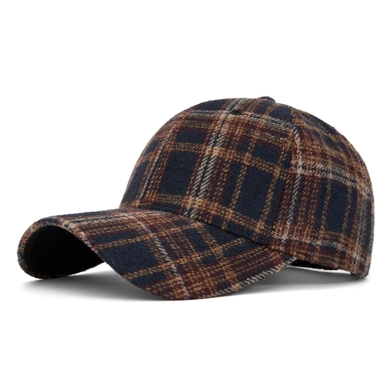 Hüte für Männer und Frauen, neue klassische karierte Baseballkappe für Herbst und Winter, hartkrempige, gesichtsschlankmachende Entenschnabelkappe, Sonnenhut – Detail 18