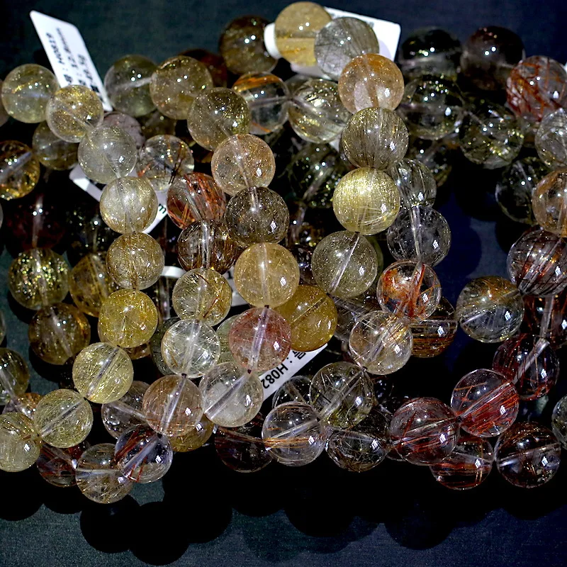 

Natural Brazil Rockcrystal Devil White Rutilated Quartz Bracelet Plate Smooth HairB
